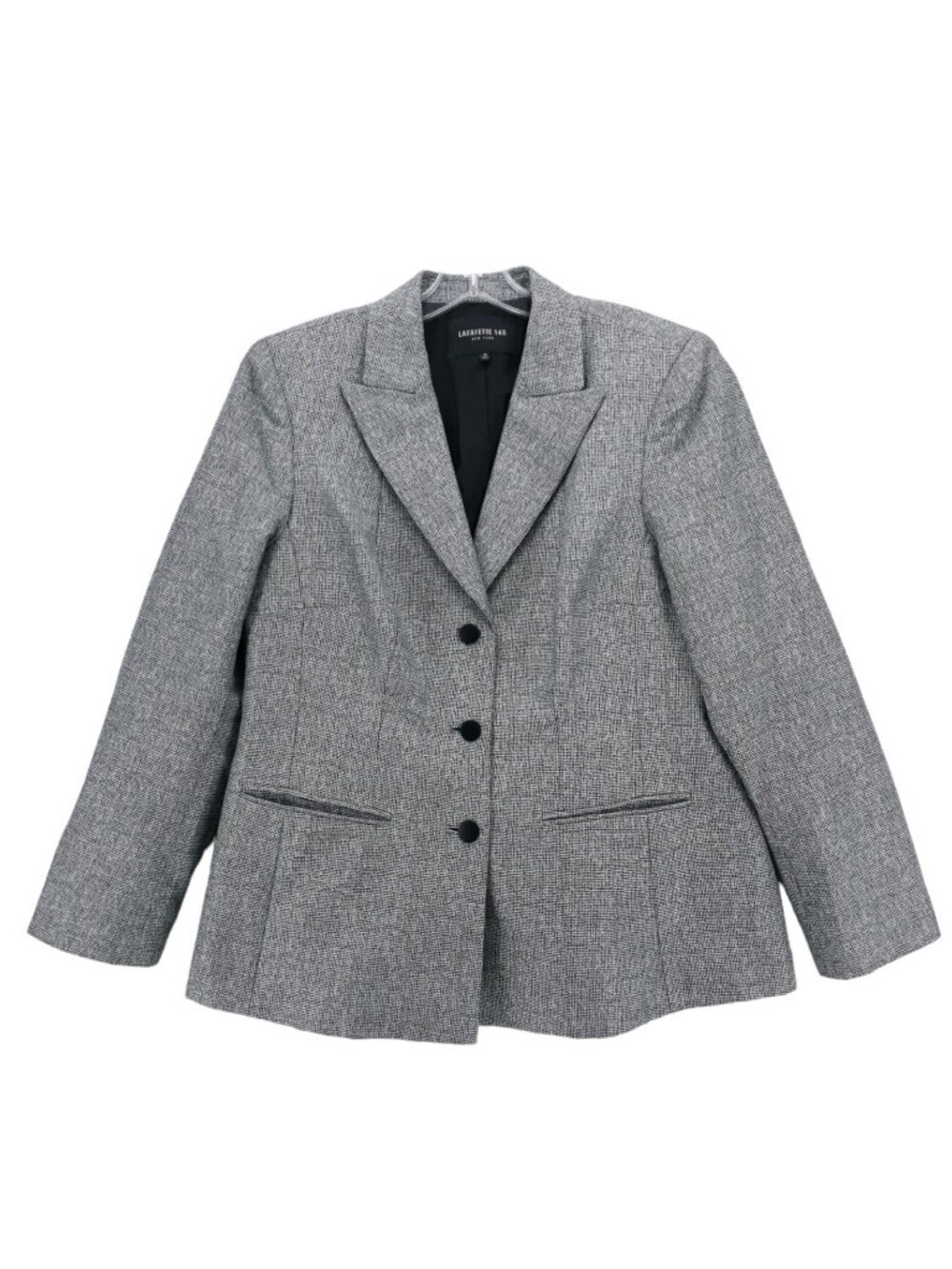 LAFAYETTE 148 Blazer Cotton Blend Black White Mini Geometric Pattern EUC Size 12
